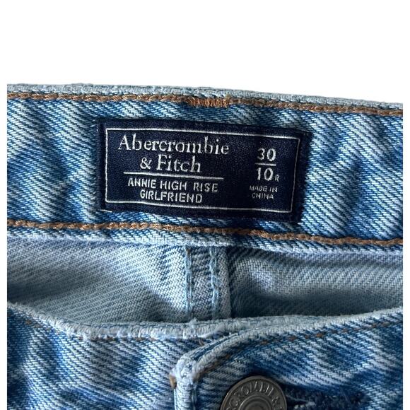 Abercrombie & Fitch 30 R Annie High Rise Girlfriend Light Wash Jeans Side Zipper - Picture 5 of 6